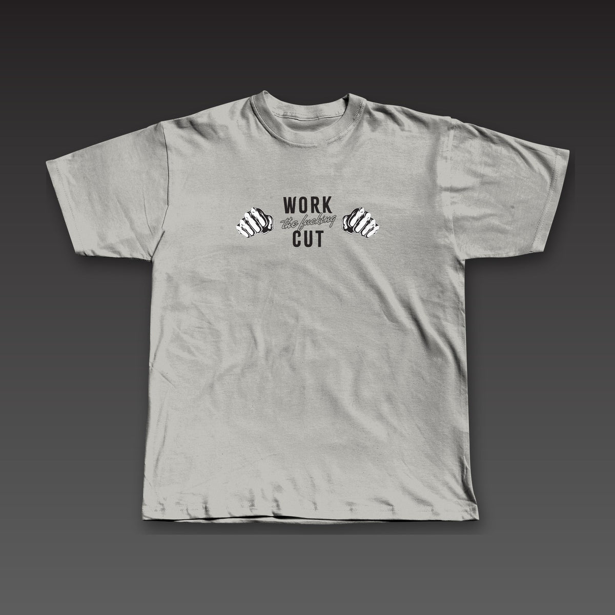 One-Two Tee in athletic grey, two fists with the full phrase across the chest