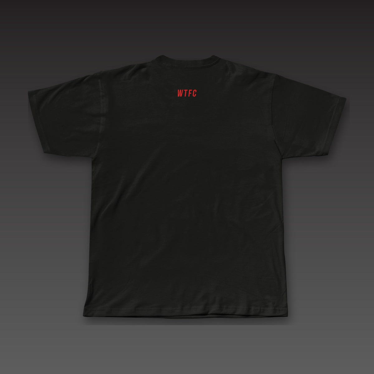 Headliner Tee in black / red, a small WTFC below the back collar