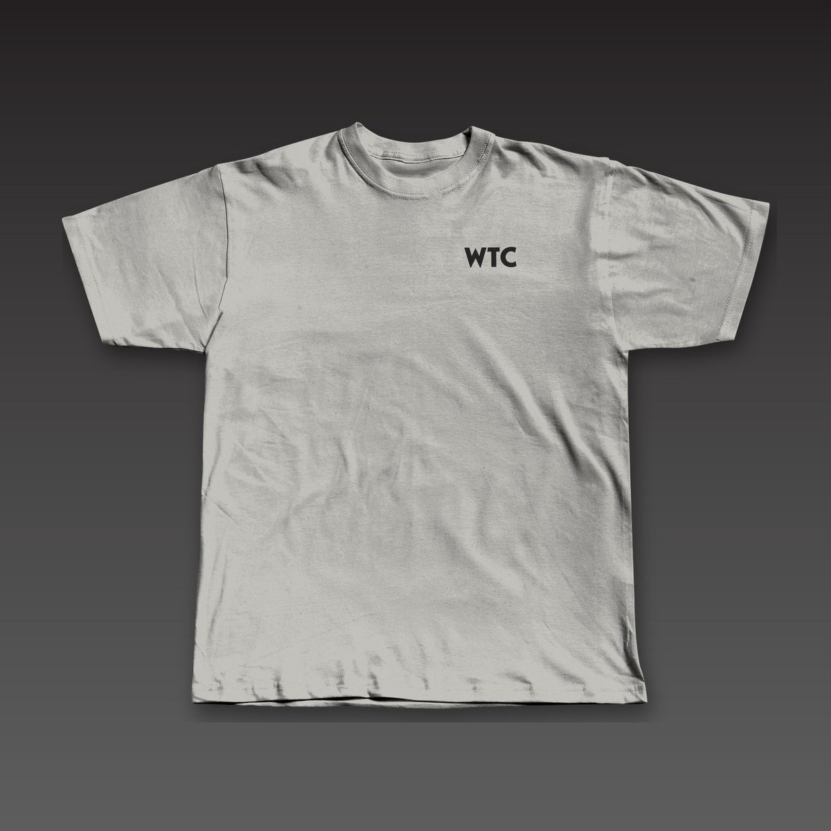 Heavyweight Tee in athletic grey, geometric WTC on the left chest
