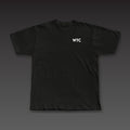 Heavyweight Tee in black, geometric WTC on the left chest
