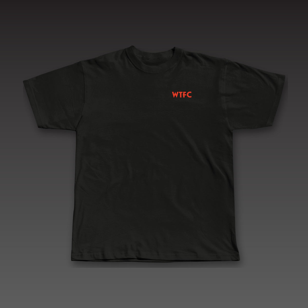 Uppercut Tee in black / blood orange, geometric Work the Cut stacked on the left chest