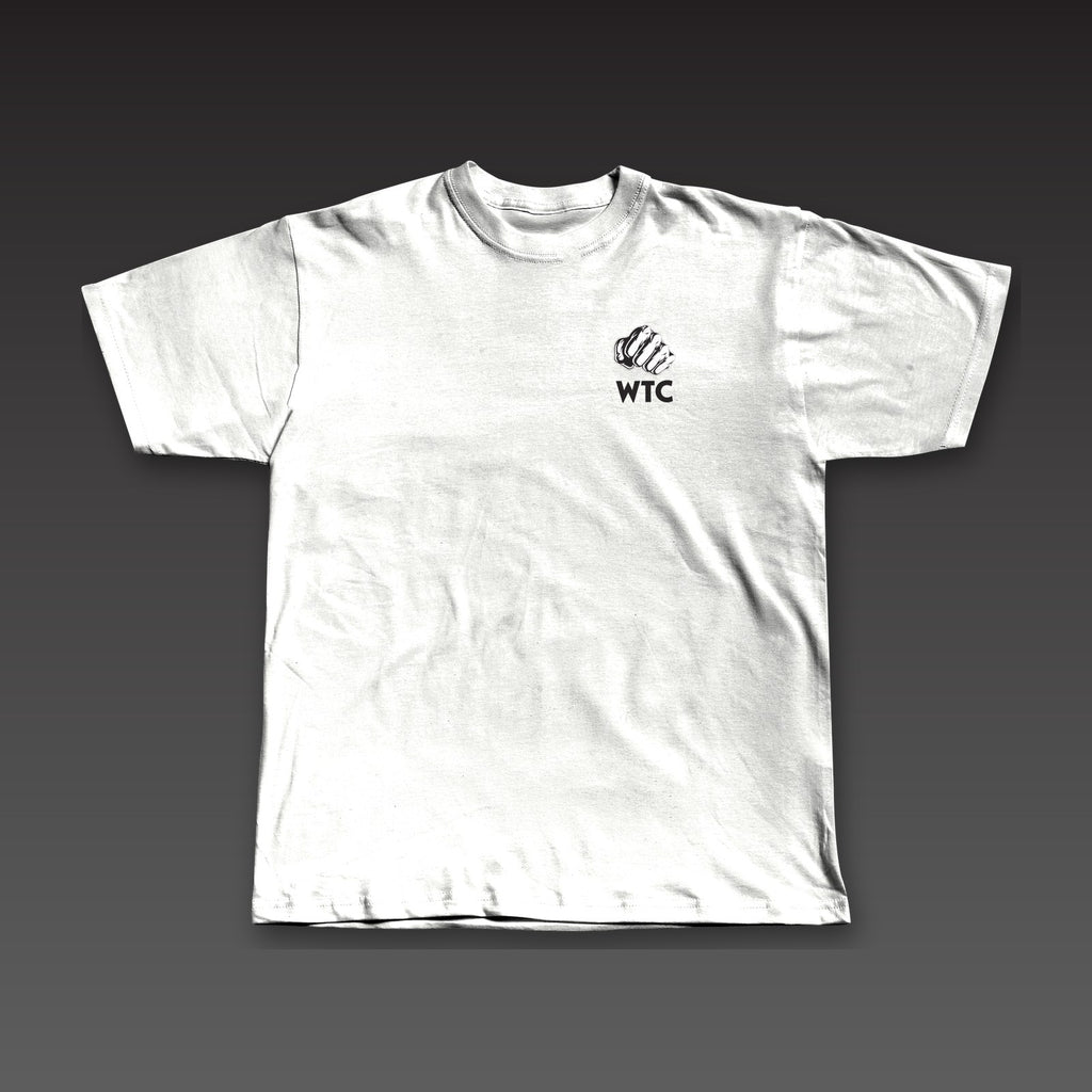 OG Tee in white, a fist over WTC on the left chest