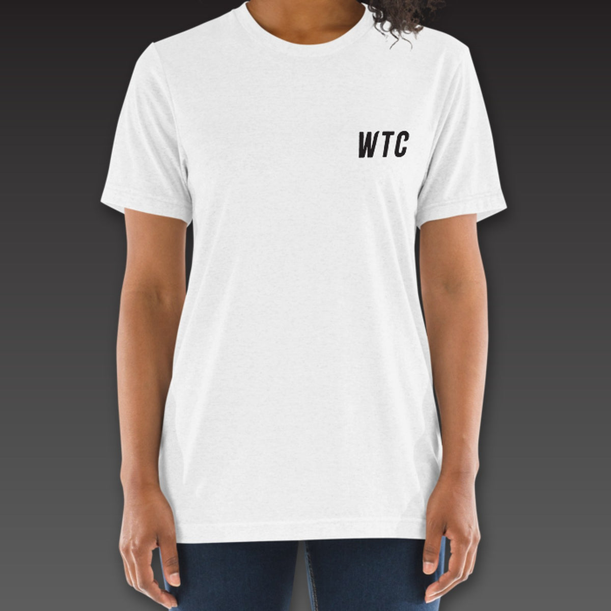 Women's Main Event Tee in white, WTC on the left chest