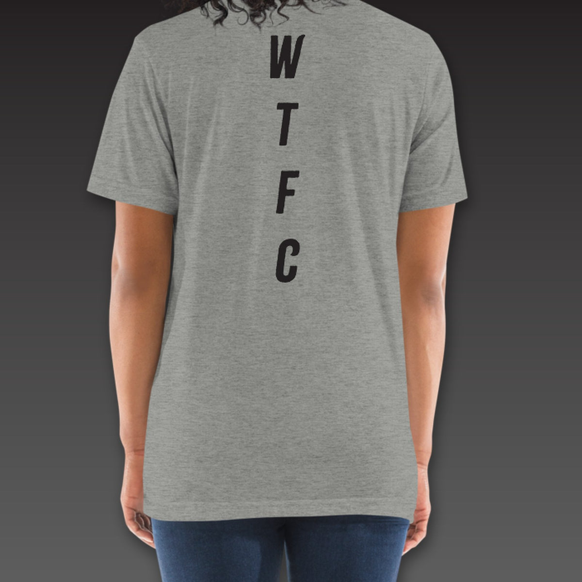 Women's Cutman Tee in athletic grey, WTFC running down the spine